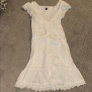 American Eagle Cotton White Lace Trim Dress